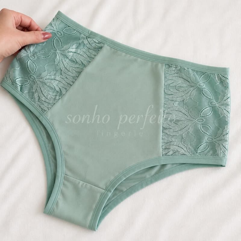 Kit Calcinha Plus Size Cintura Alta Cós Alto Tangão Senhora Pós Parto Gestante C/ Renda