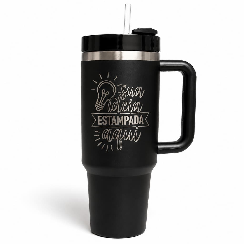 Copo Térmico 900ml Com Tampa e Canudo Personalizado Gravação a Laser Inox Premium