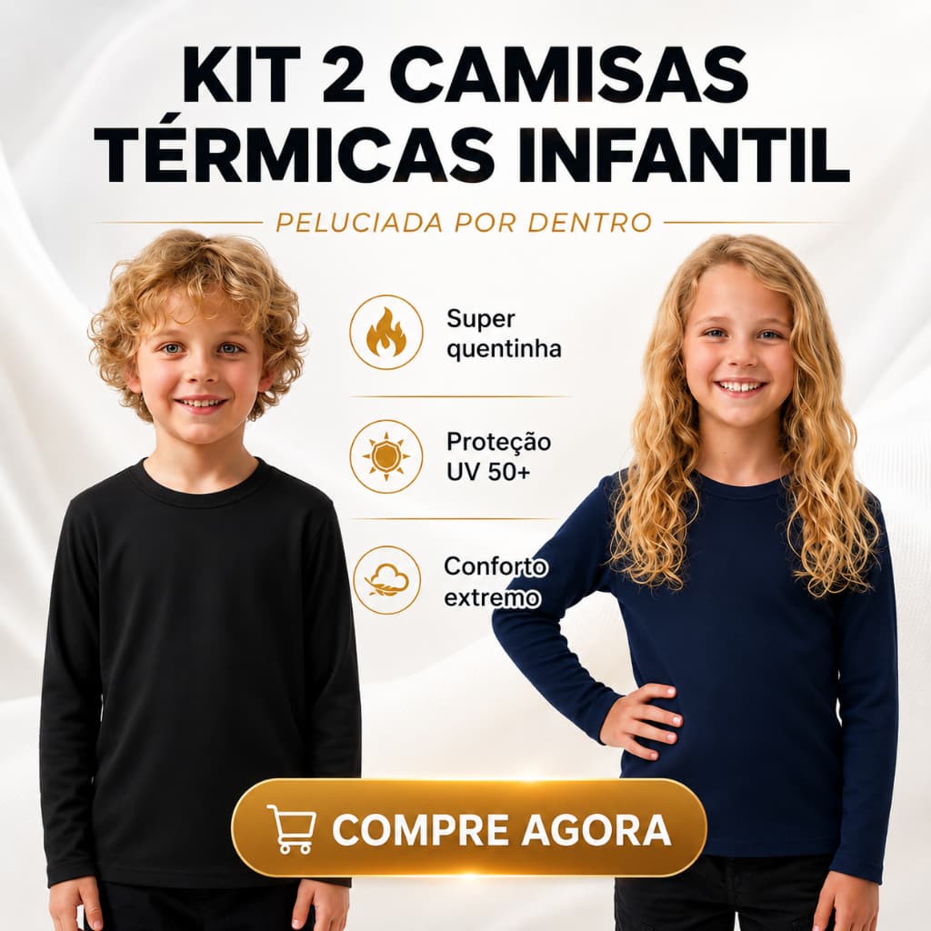 Kit 2 Camisa Térmica Infantil e Juvenil Proteção Solar Masculino e Feminina Blusa UV+50
