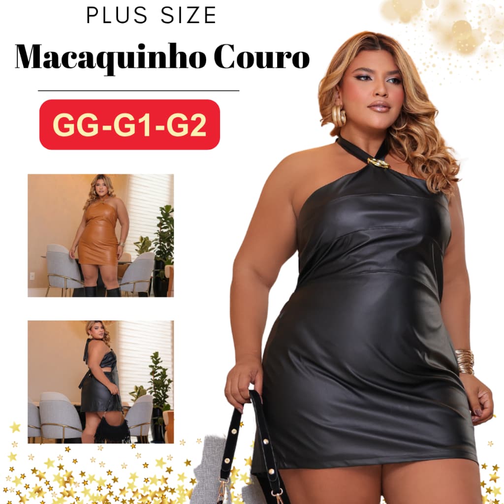Macaquinho Vestido Couro Plus Size Curto Feminino Fivela Country Festas Rodeio Pecuaria
