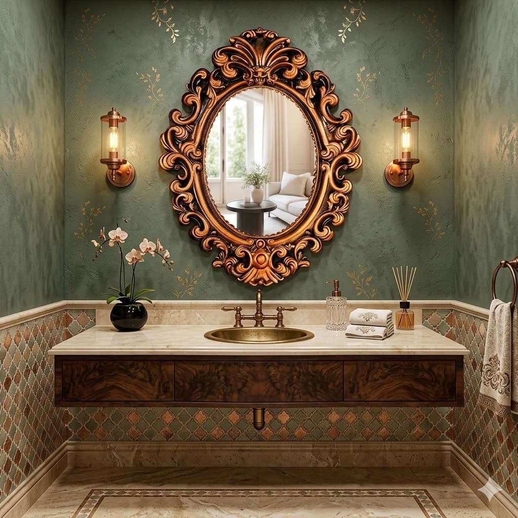 Espelho Grande Oval Moldura Provençal Ornamental Decoração Clássica Luxo Casa