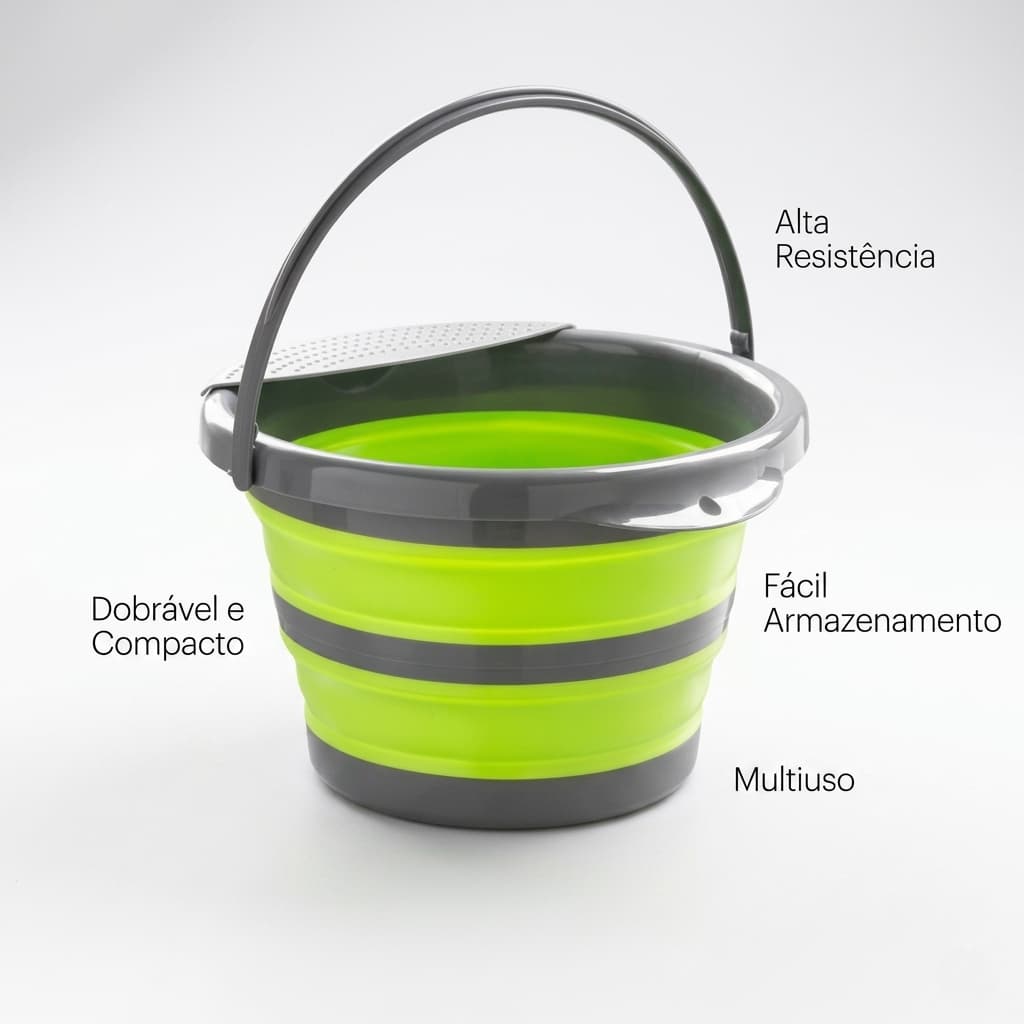 Balde dobrável compacto resistente multiuso 4L  portátil pratico- Sortido