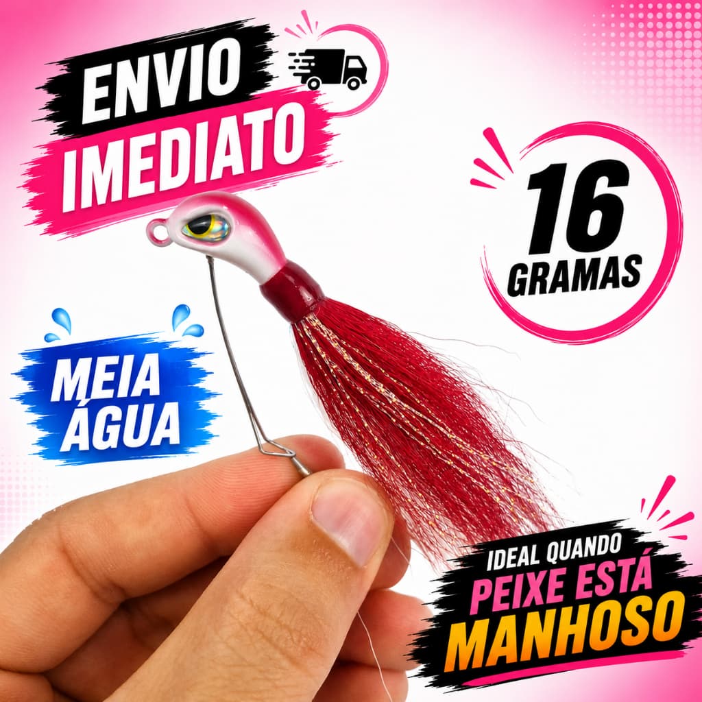 Isca Jig 16g Elite Lori Anti Enrosco By Fabio Baca Mutuca Peninha Penacho Xuxinha Tucunaré Pesca