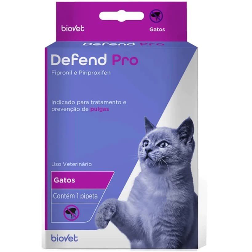 Antipulgas para Gatos Defend Pro até 10kg Biovet 0.50ml - 1 Pipeta Caixa Lacrada