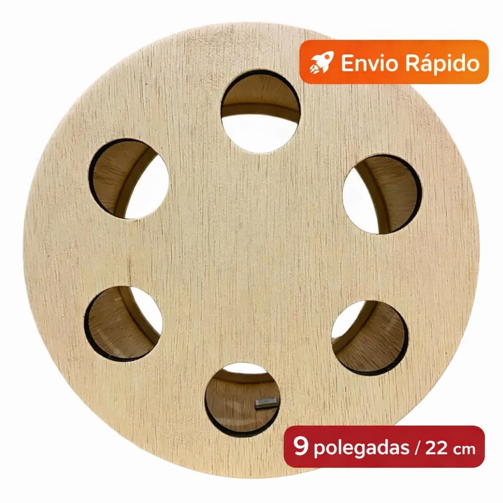 Carretilha De Pipa Madeira 9 Polegadas Com Catraca Resistente