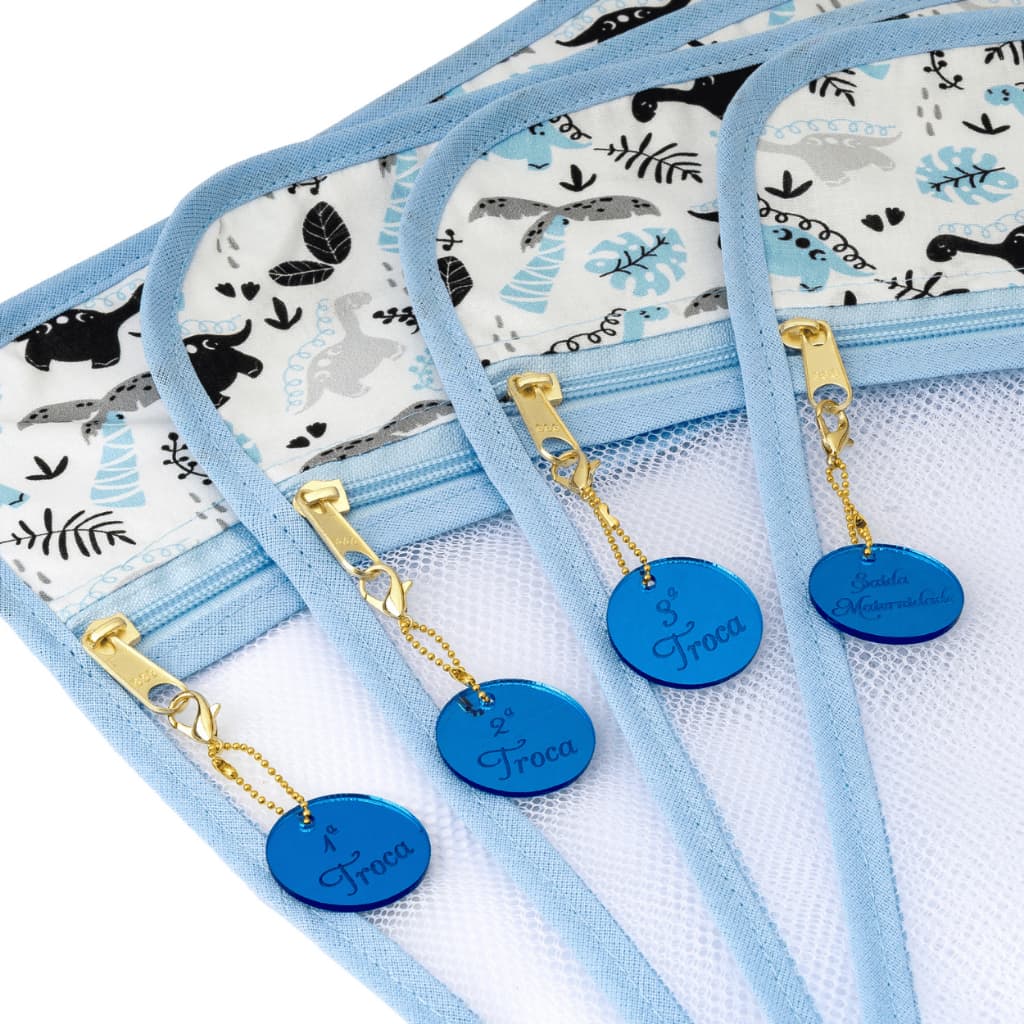 Saquinho Maternidade Organizador Para Bolsa Saída Maternidade Com Lindo Pingente Azul Para as Trocas