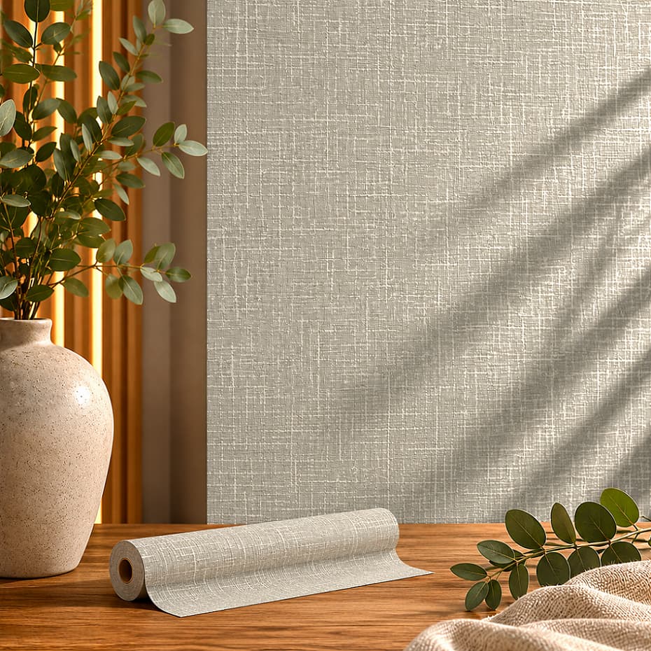 Papel de Parede Linho Texturizado Sala Adesivo Lavável Papel Adesivo Autocolante 6 Metros