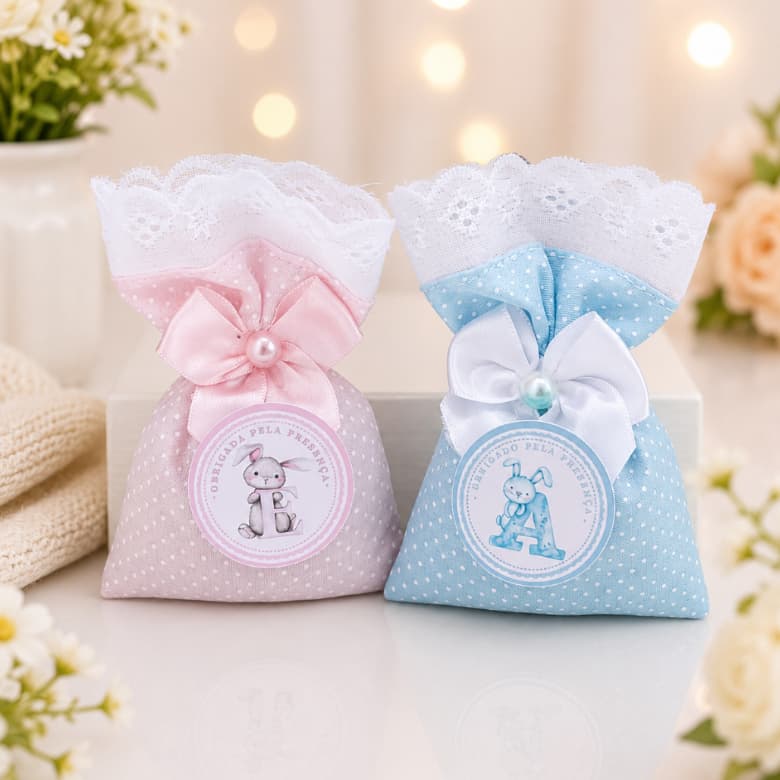 KIT SACHÊ PERSONALIZADOS  PERFUMADO/COM TAG DE AGRADECIMENTO E A INICIAL DO NOME DA CRIANÇA .