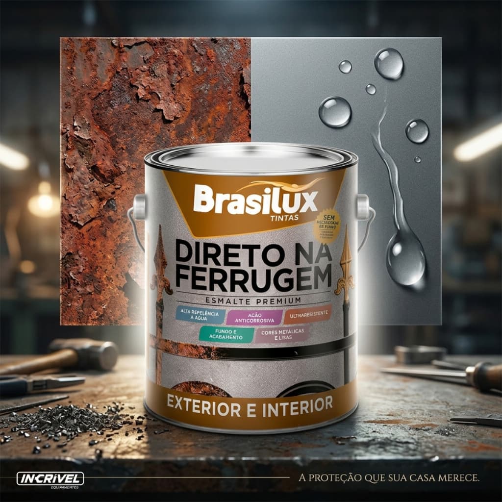 Tinta Anti Ferrugem Esmalte 3,6L Brasilux Alta Proteção Máxima Aderência Várias Cores