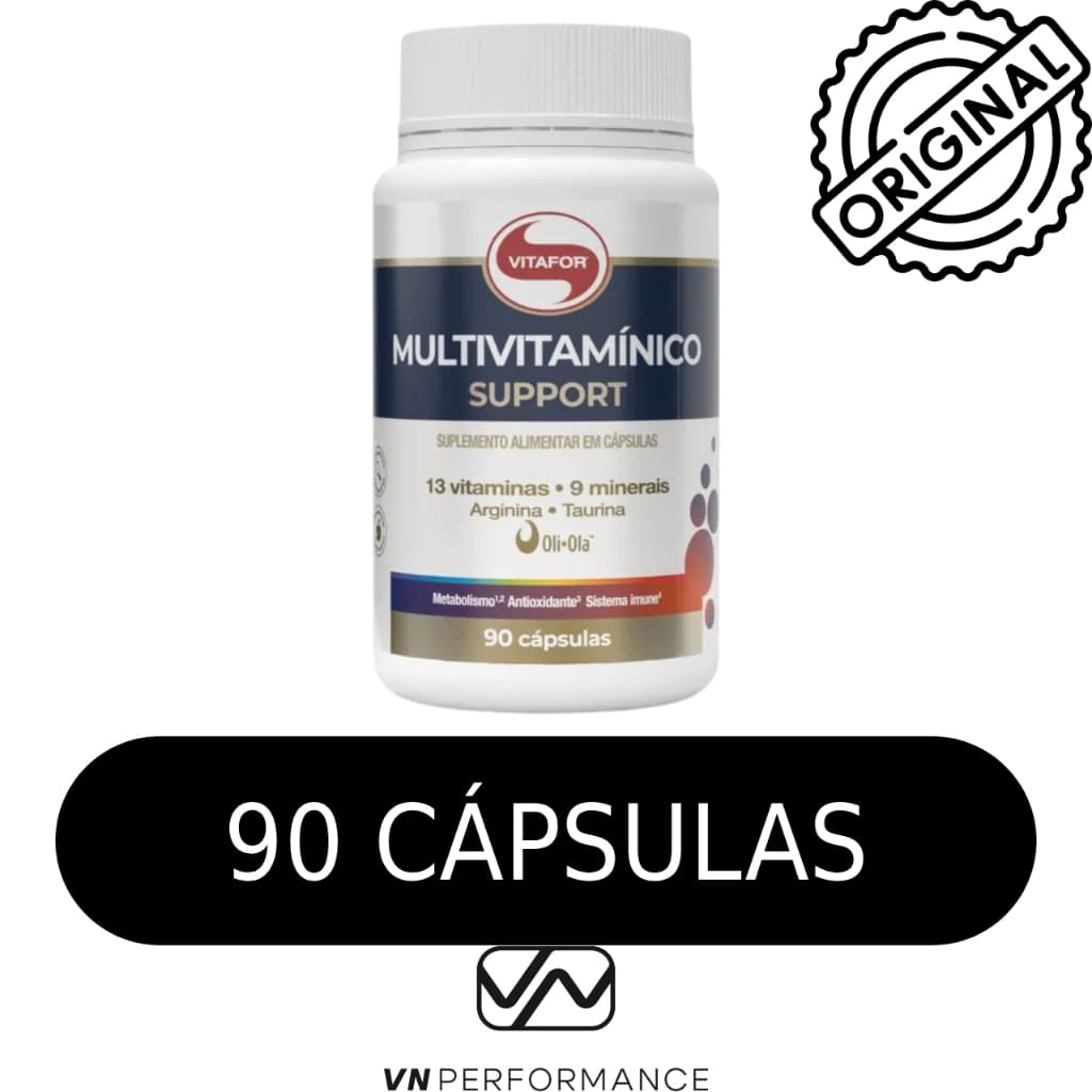 Multivitamínico Support Vitafor com 13 Vitaminas 9 Minerais Oli Ola Taurina e Arginina