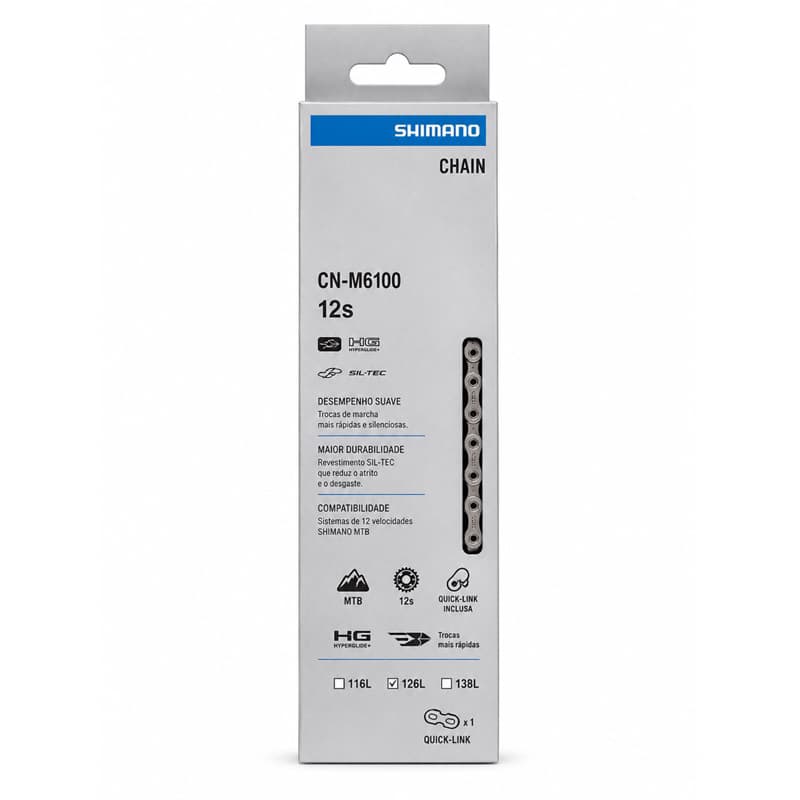 Corrente Shimano Deore CN-M6100 12v 126 Elos Original Mtb