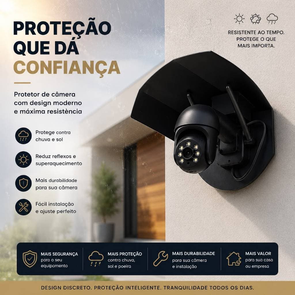 Suporte Protetor Câmera Segurança Monitoramento Aço Epóxi