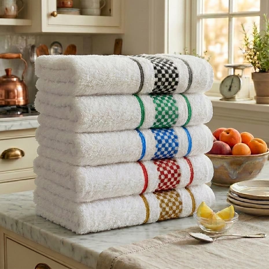 Kit 5 e 10 Pano De Prato Atoalhado Xadrez Grosso Premium Felpudo 100% Algodão Toalha Copa cozinha