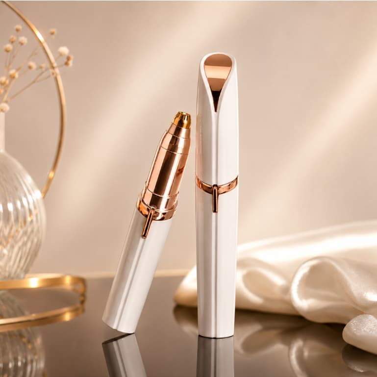 Caneta Depiladora Sobrancelha Aparador Facial Indolor USB com LED Removedor Pelos Rosto Portátil