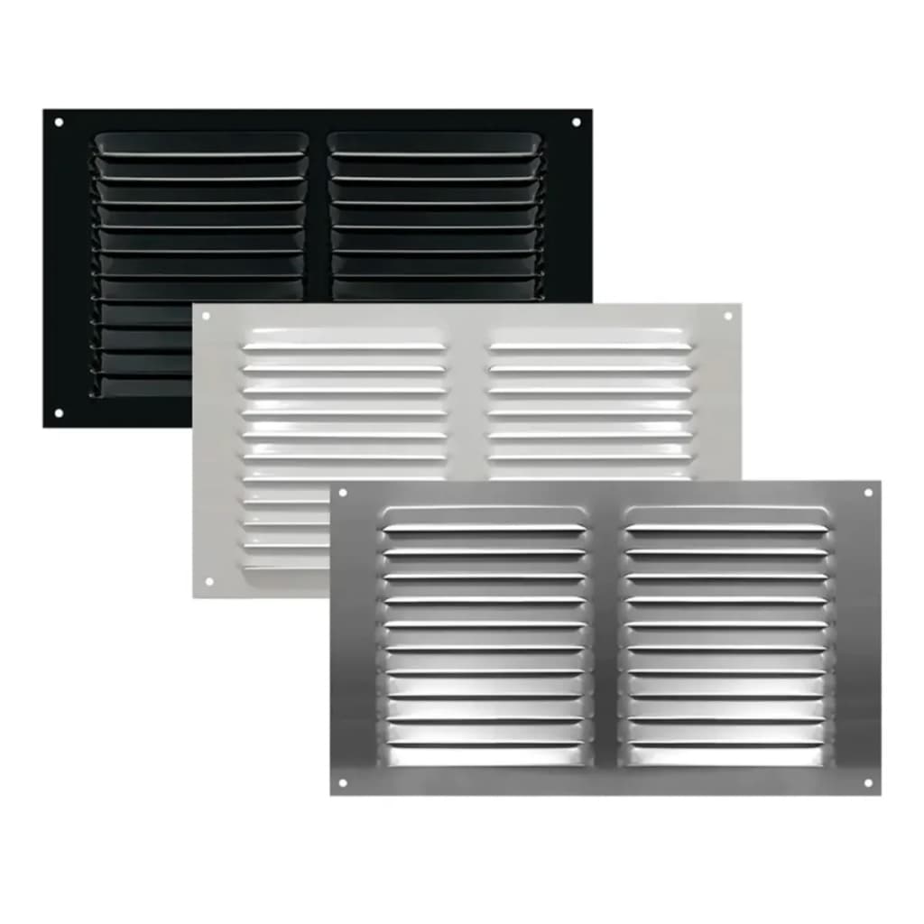 Grade De Ventilação Alumínio 40x20 Cm - Preta Branca Natural