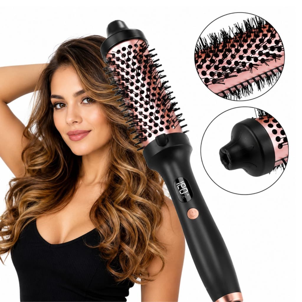Escova De Cabelo Elétrica 32mm Thermal Brush Escova Alisadora Modelador De Cachos Bivolt