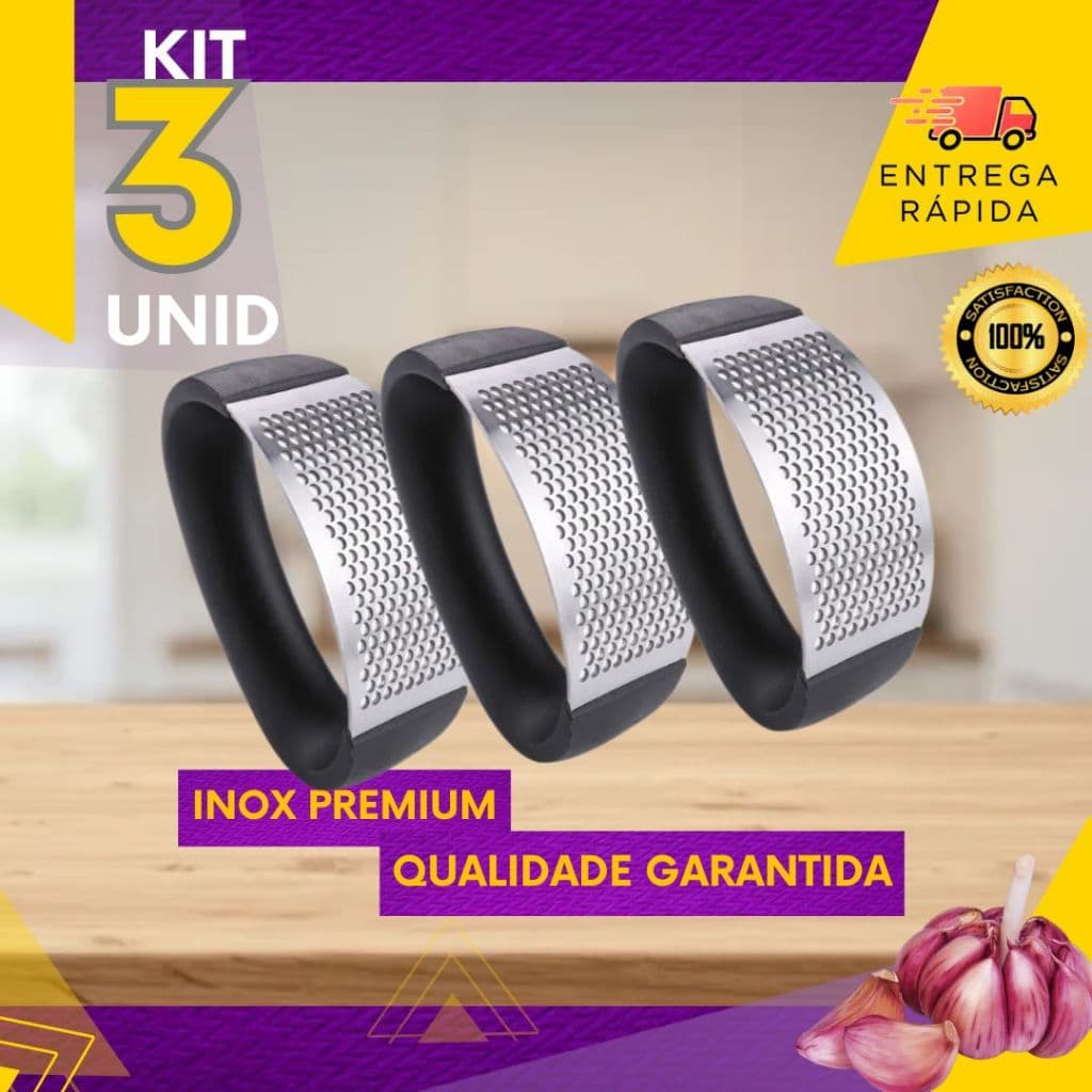 3, 2 ou 1 un - Amassador Triturador Espremedor Aço Inox Alho Legumes Batata Purê Multiuso