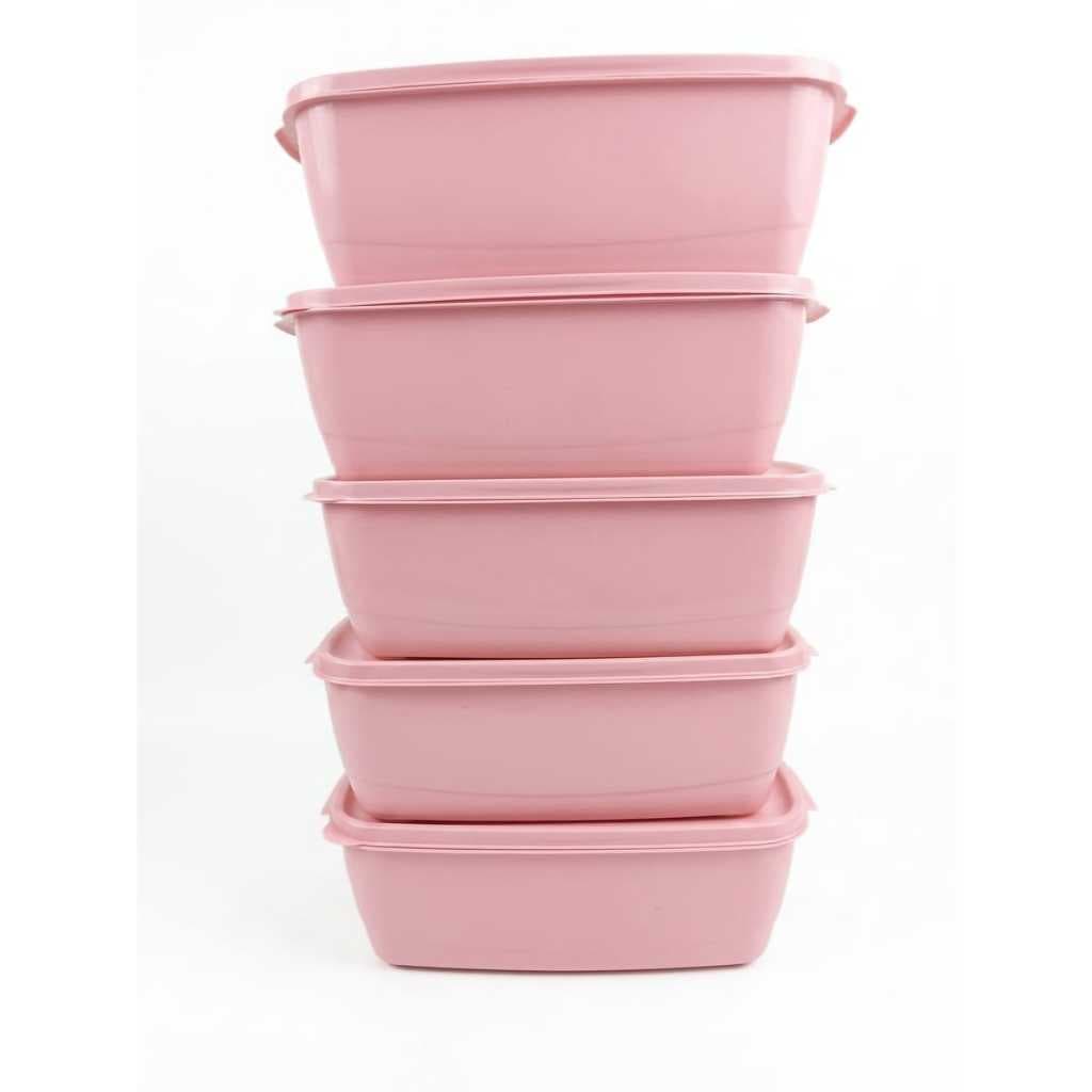 Pote Retangular 3,5L Rosa Casa Bella - Kit com 5 Unidades