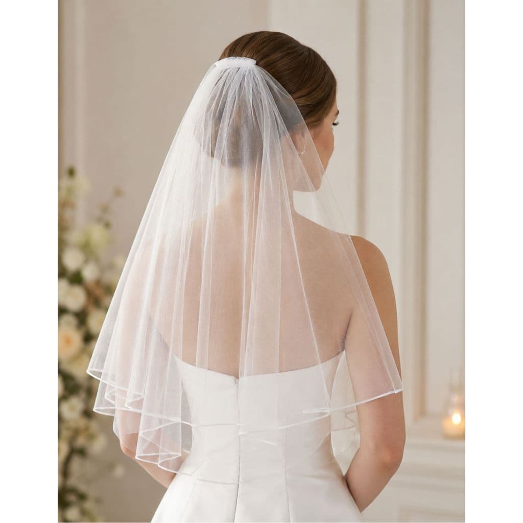 Véu de Noiva Casamento Despedida Solteira Noivado Fantasia Noivinha Curto Tule Renda Presilha Cabelo