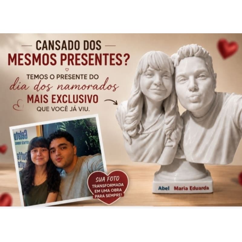 Transformamos Sua Foto em Estatueta 3D Personalizada | Presente Único para Namorados 20 cm