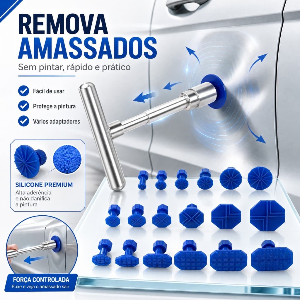Conjunto 18 Ventosas Car Com 1 Extrator Sheet Metal Repair Tool Kit