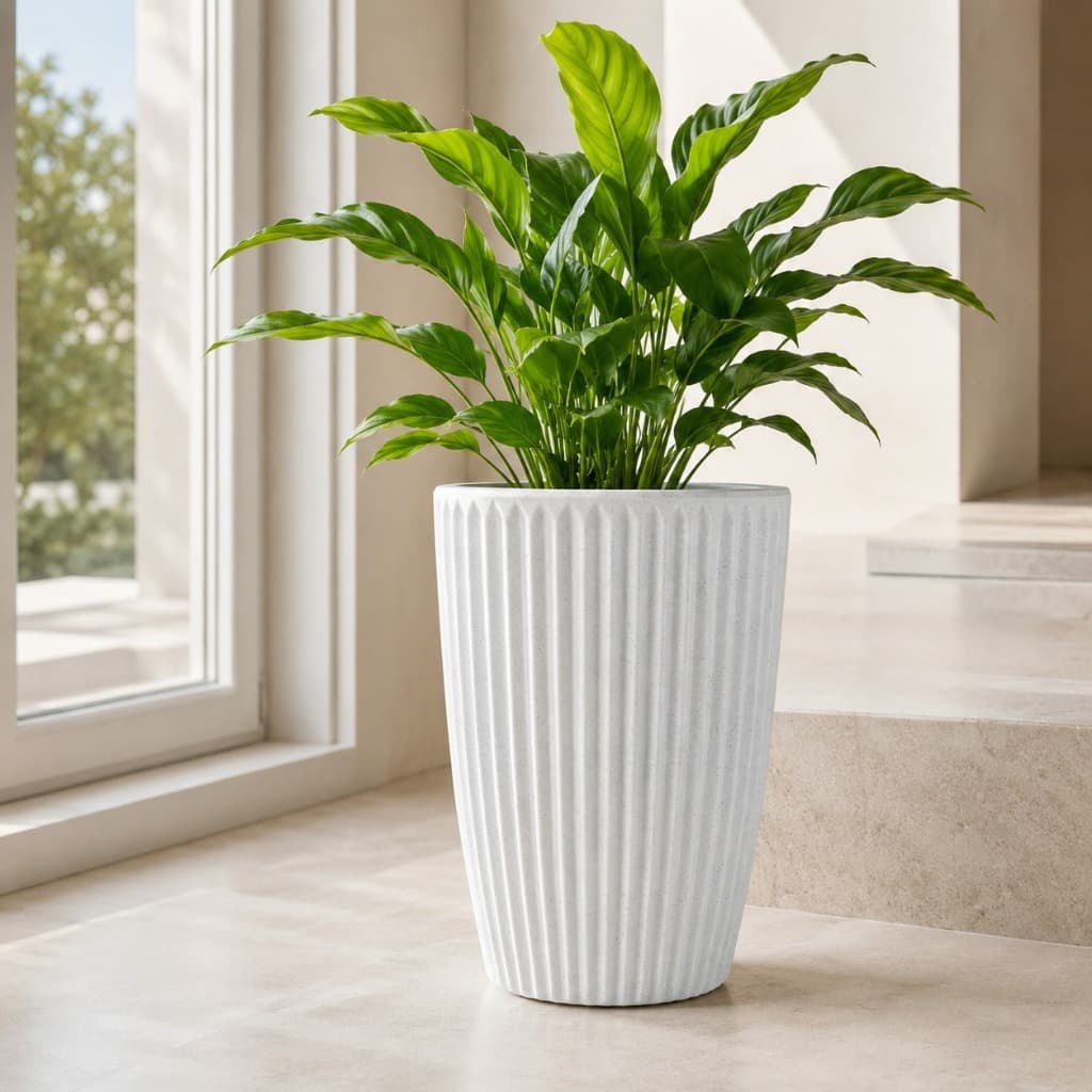 Vaso Para Plantas Decorativo Coluna Romana P - Acabamento Canelado Romano Luxo Elegante