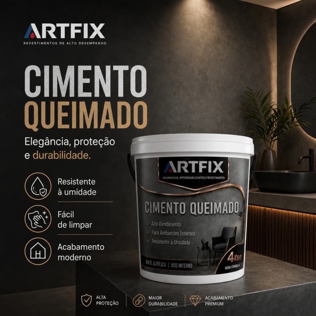 Cimento Queimado Artfix 4kg com Ótimo Rendimento para Paredes e Decoração de Ambientes Modernos