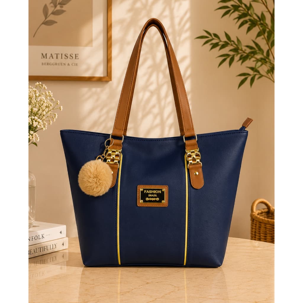 Bolsa Feminina De Ombro Grande Espaçosa Moderna Pratica Com Pompom