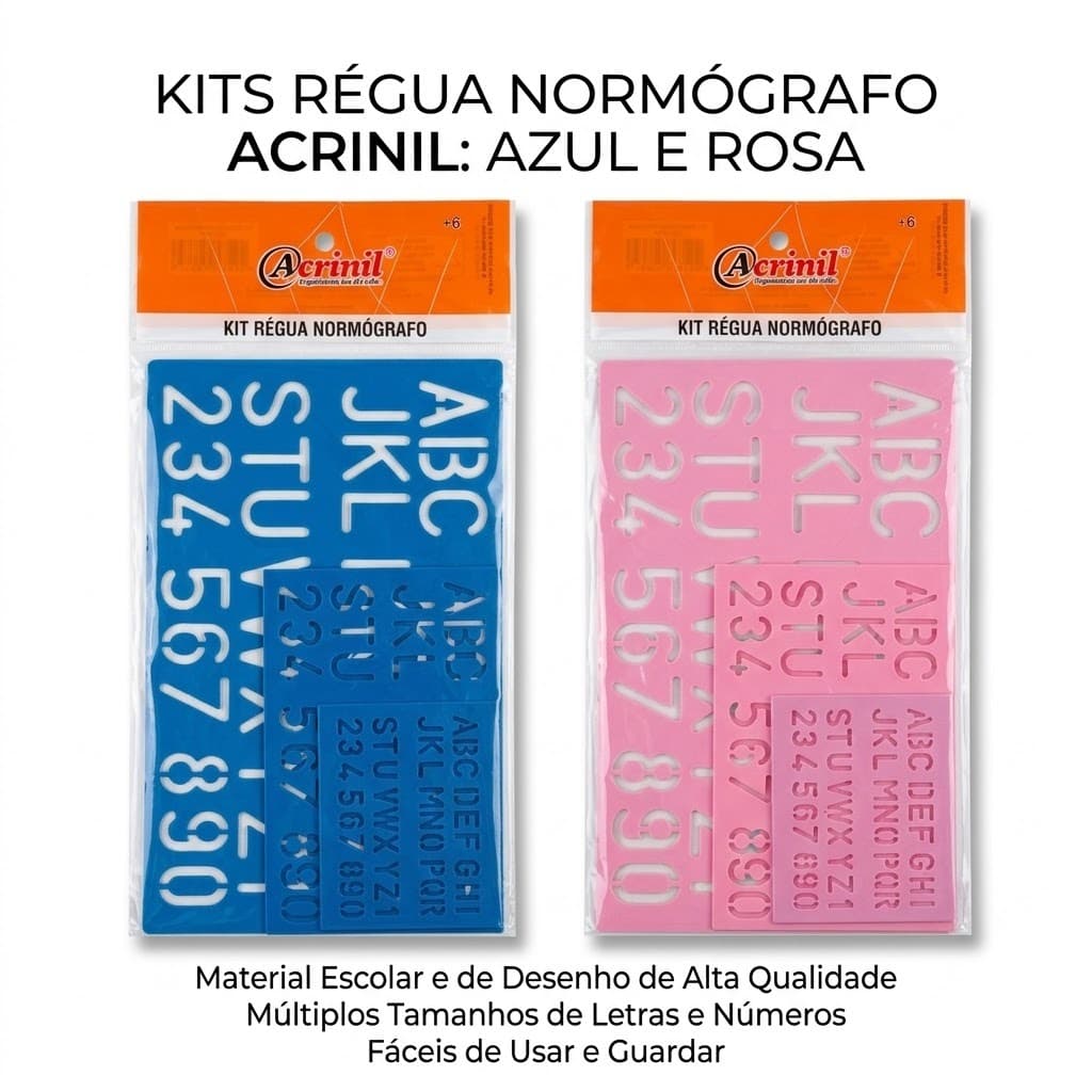 Letra Número Vazado Kit Regua Normografo Plastico Letras Numeros Acrinil Molde Letreiro Alfabeto