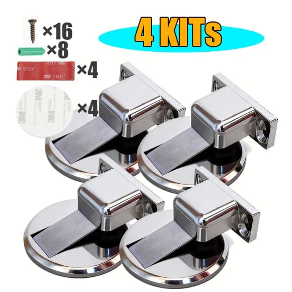 Prendedor Trava Fixador de Porta Magnético Slim Inox Cromado Adesivo