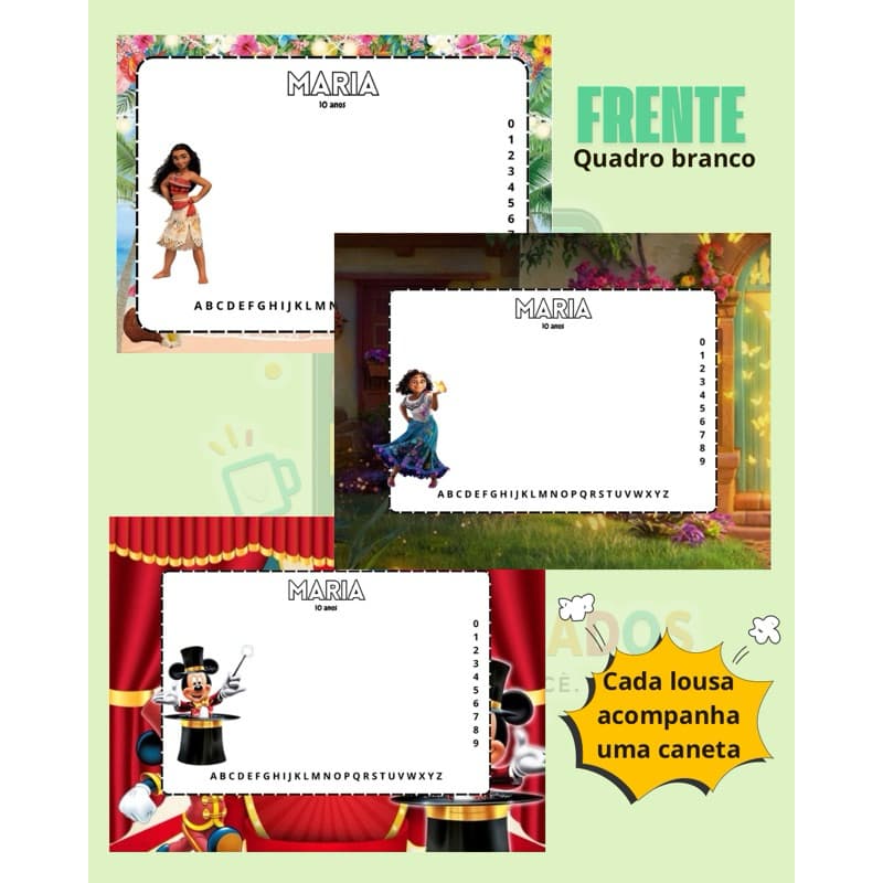 ✨ LOUSA MÁGICA PERSONALIZADA COM CANETA | FRENTE E VERSO | DIVERSAS ESTAMPAS ✨