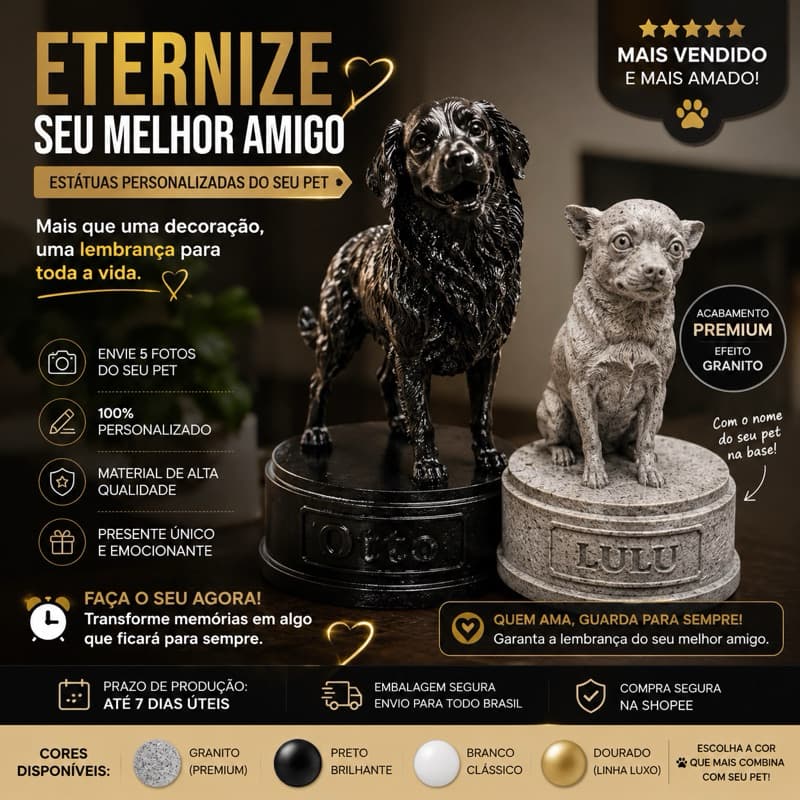 🐾 TRANSFORMAMOS SEU PET EM UMA ESTÁTUA EXCLUSIVA Uma lembrança para toda a vida ❤️