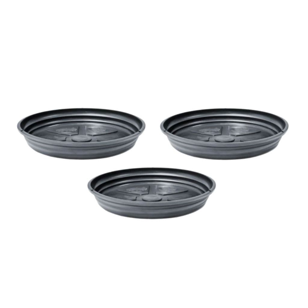 Kit Pratos Redondos 23,5cm p/ Vasos de Plantas Prato Preto Redondo Coletor de Água de Vaso Cultivo Indoor Grow Estufa