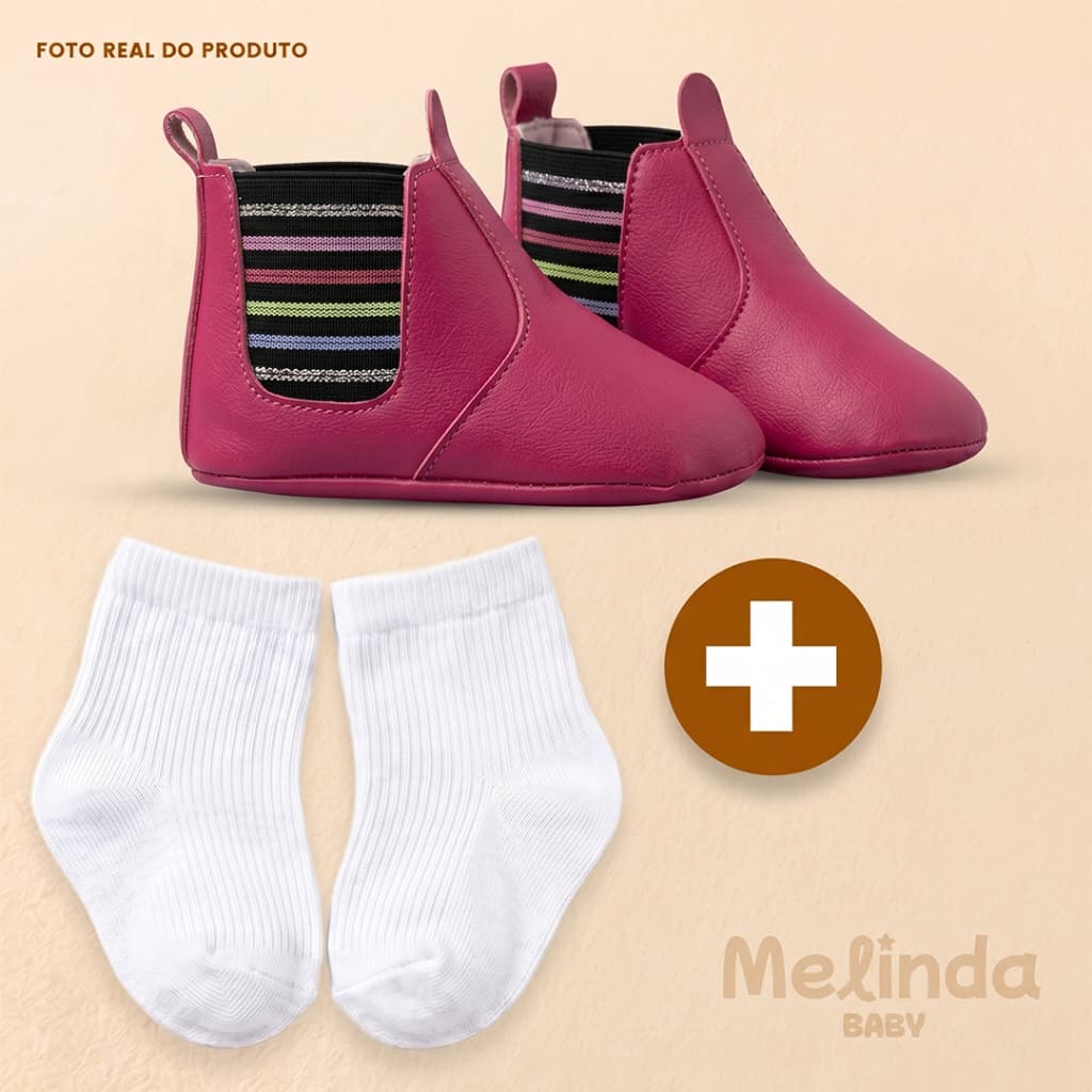 Kit Botinha E Meia Jequinha County Festa Junina Menina Bebê Recém Nascido Confortável Macio Caipira - PROMOÇÃO
