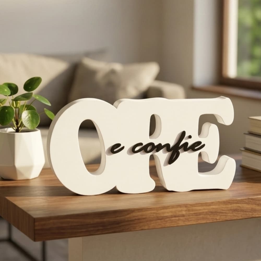Letreiro Decorativo de Mesa "Ore e Confie"  Fé  Paz e Elegância para seu Lar Decoração Cristã