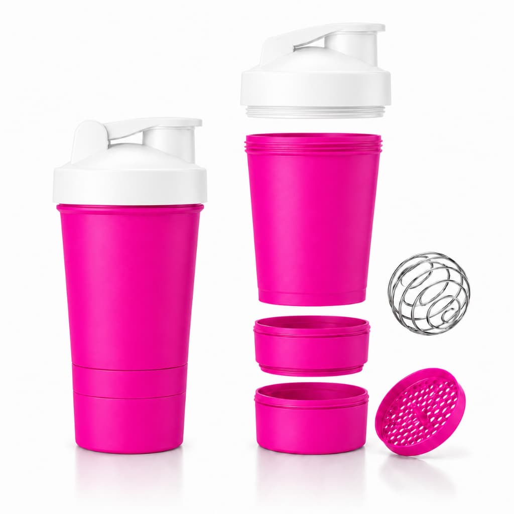 Coqueteleira Shaker Academia com 3 compartimentos mais esfera misturadora e peneirinha