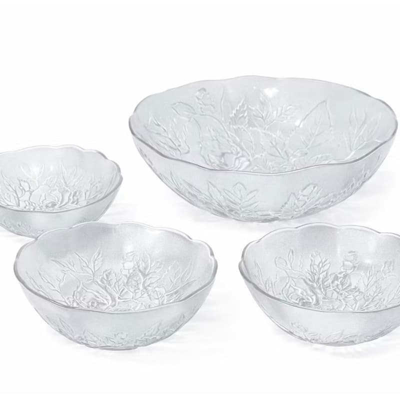Conjunto Jogo de Bowls de Vidro Rose 7 Peças – Jogo de Tigelas Sobremesa e Saladeira Premium