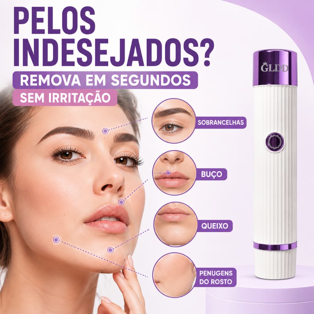 Depilador Facial Feminino Batom Elétrico 2 em 1 Recarregável USB Para Buço Sobrancelhas e Rosto