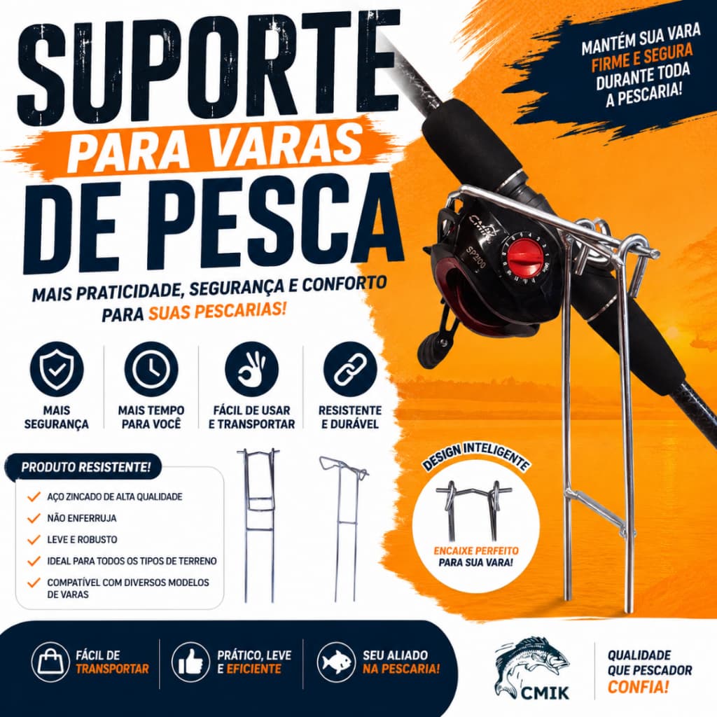Suporte Armador De Vara Para Pesca Reforçado Prateado