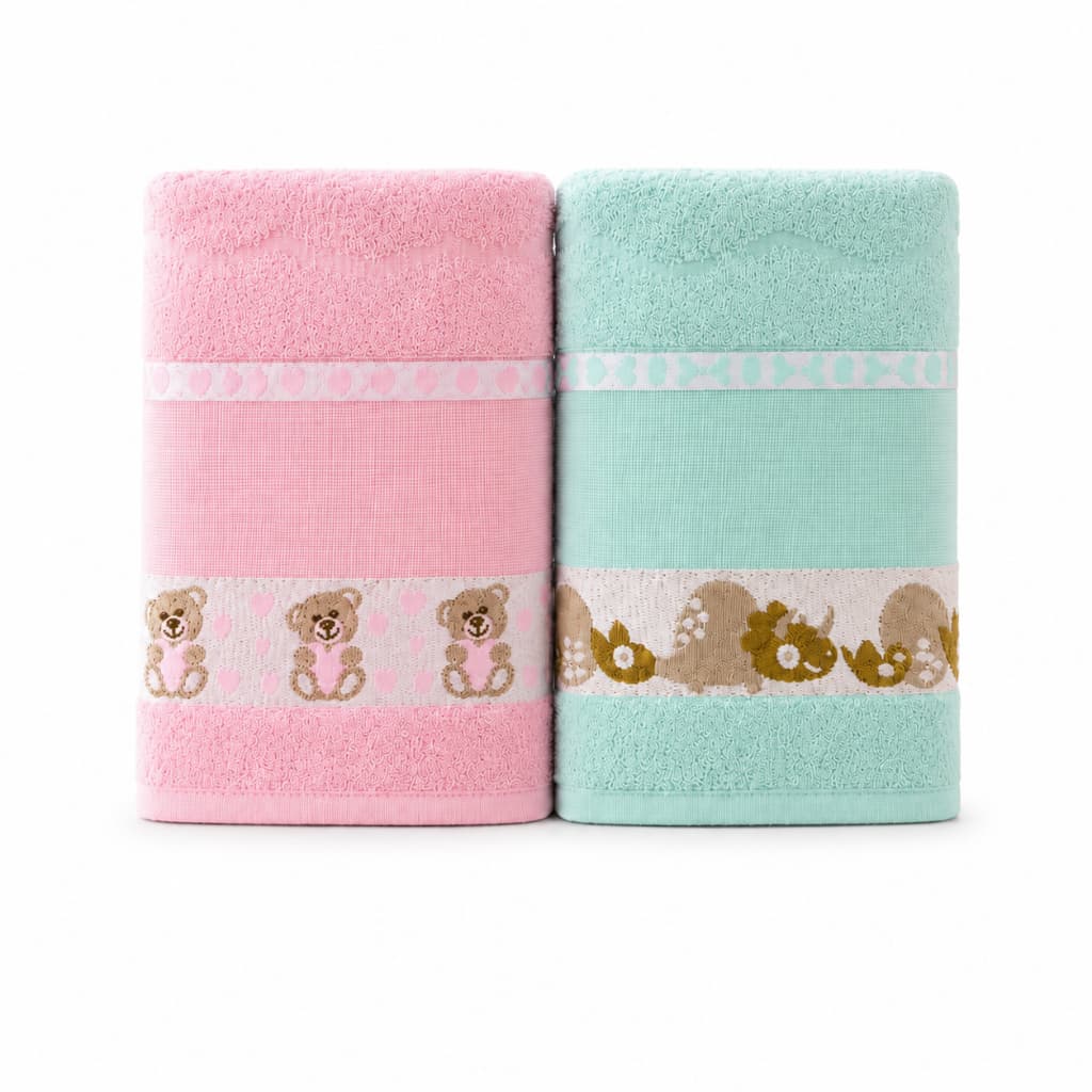 Kit 2 Toalhas de Banho Infantil Menino Menina Grossa Macia Alta Absorção 100% Algodão