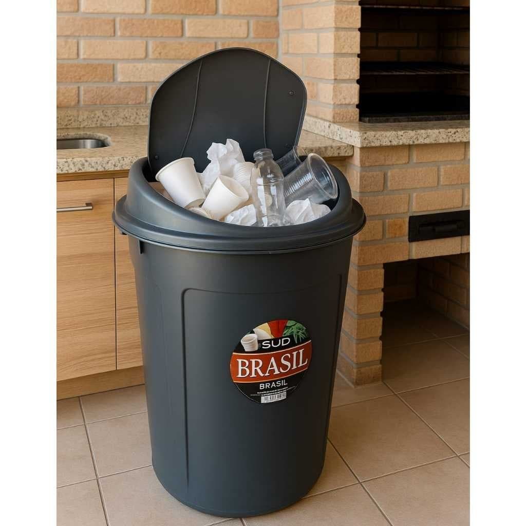 Lixeira reforçada de 60 litros – Cozinha, Lavanderia, Escritório – Tampa basculante