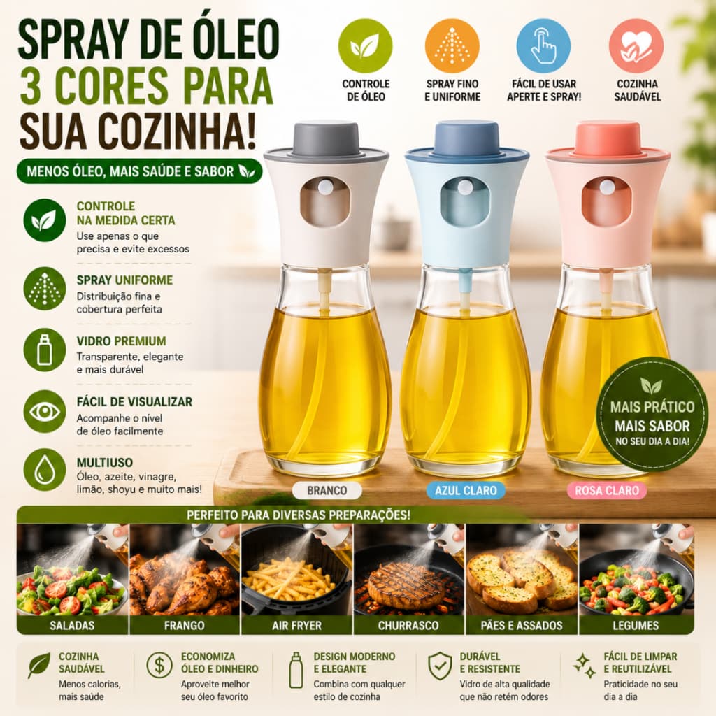 Spray Pulverizador Vidro Inox Borrifador Azeite De Cozinha Galheteiro