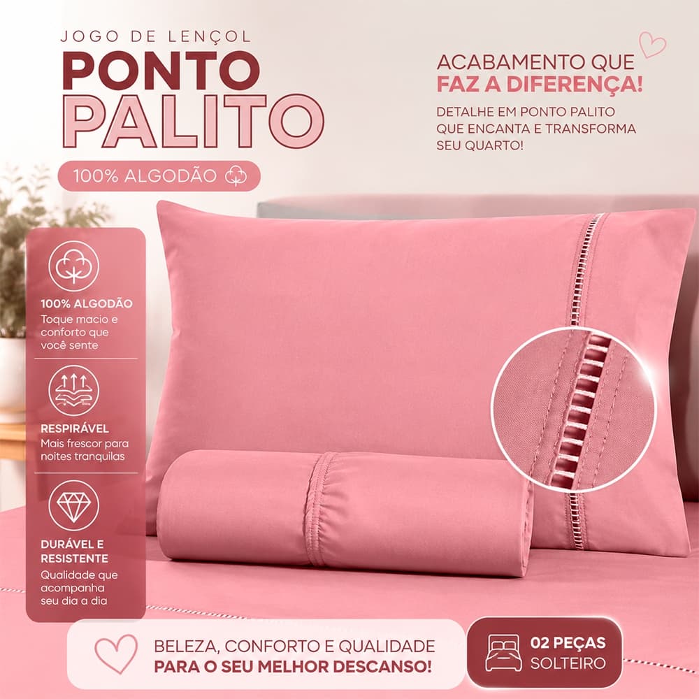 Jogo De Lençol Algodão 400 Fios Solteiro 2 Peças Hotel Ponto Palito Cama Box Hypercal Liquidação Liso