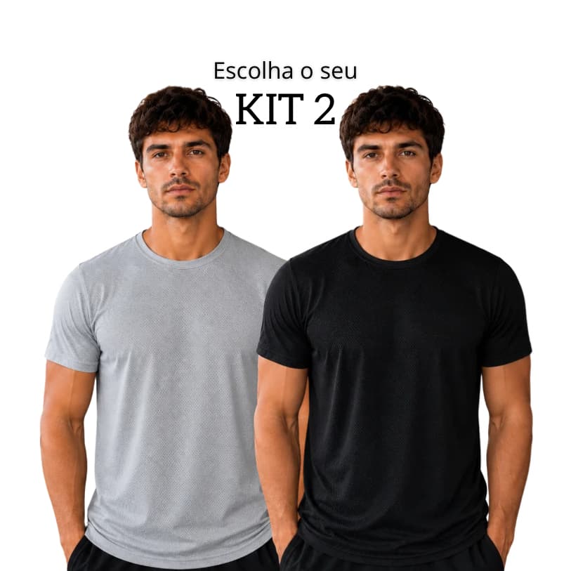 Kit 2 t-shirt Treino Masculino Malha Perfurada Secagem Rápida Esportiva Musculação manga curta dry poliamida