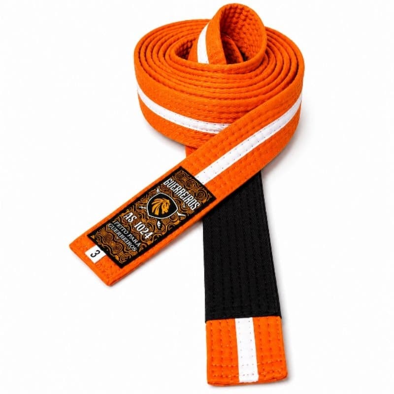 Faixa laranja c/branca de jiu-jitsu 8 costuras
