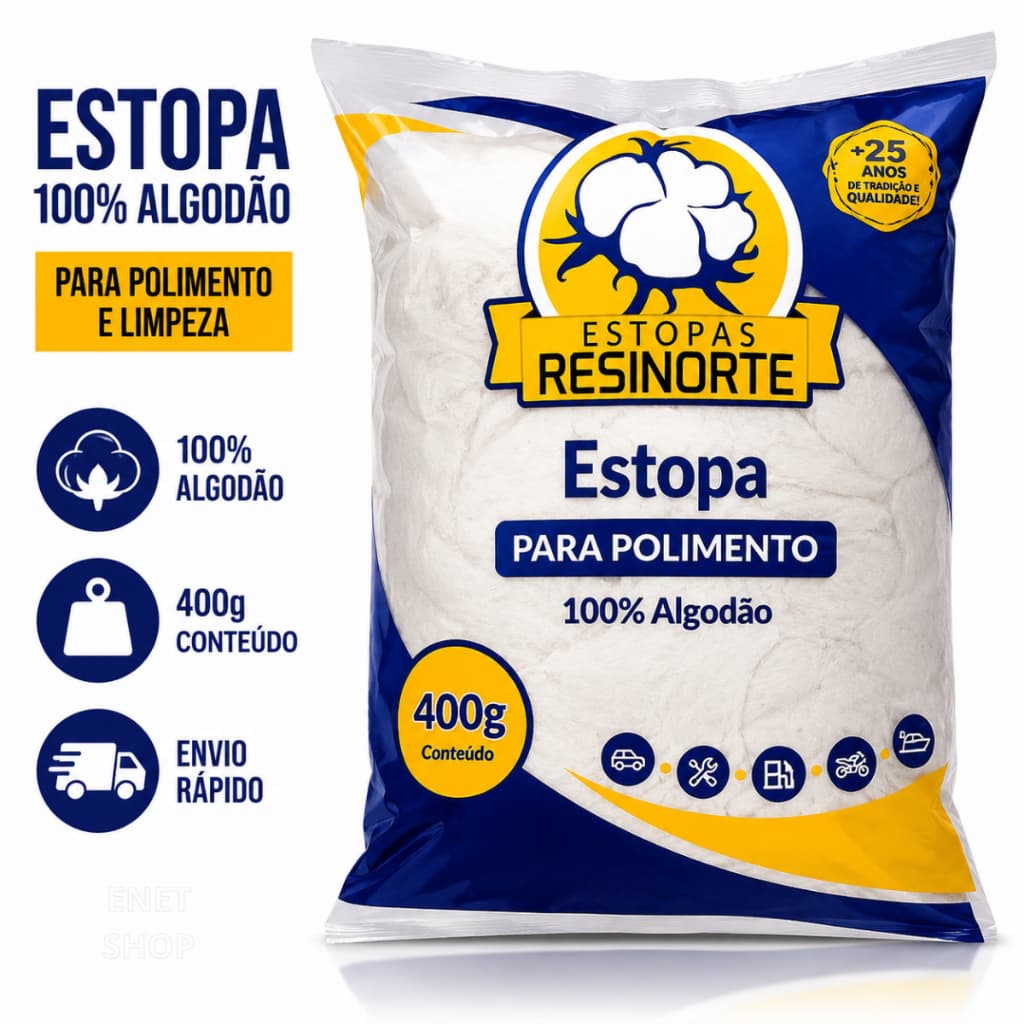 Estopa Para Polimento 100% Algodão 400g Limpeza Automotiva Carros Motos