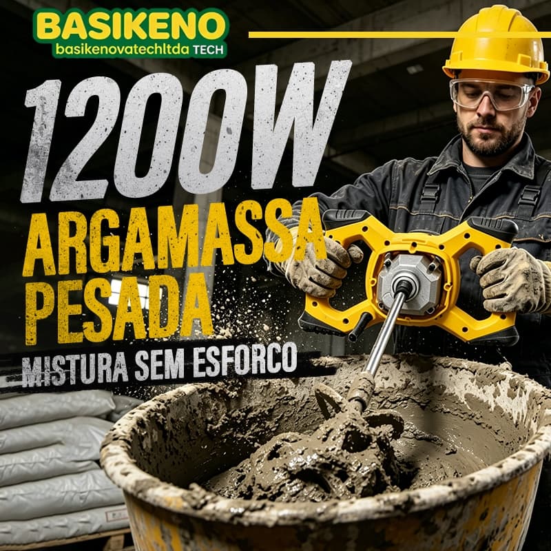 Misturador Elétrico De Argamassa Tinta Gesso Rejunte Textura 1200w 220V 127V Profissional 6 Velocidades Com Acessórios