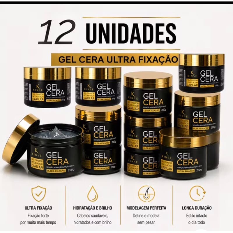 Gel Cera Baby Hair Ultra Fixação Modelador Capilar 250g 12 unidades!
