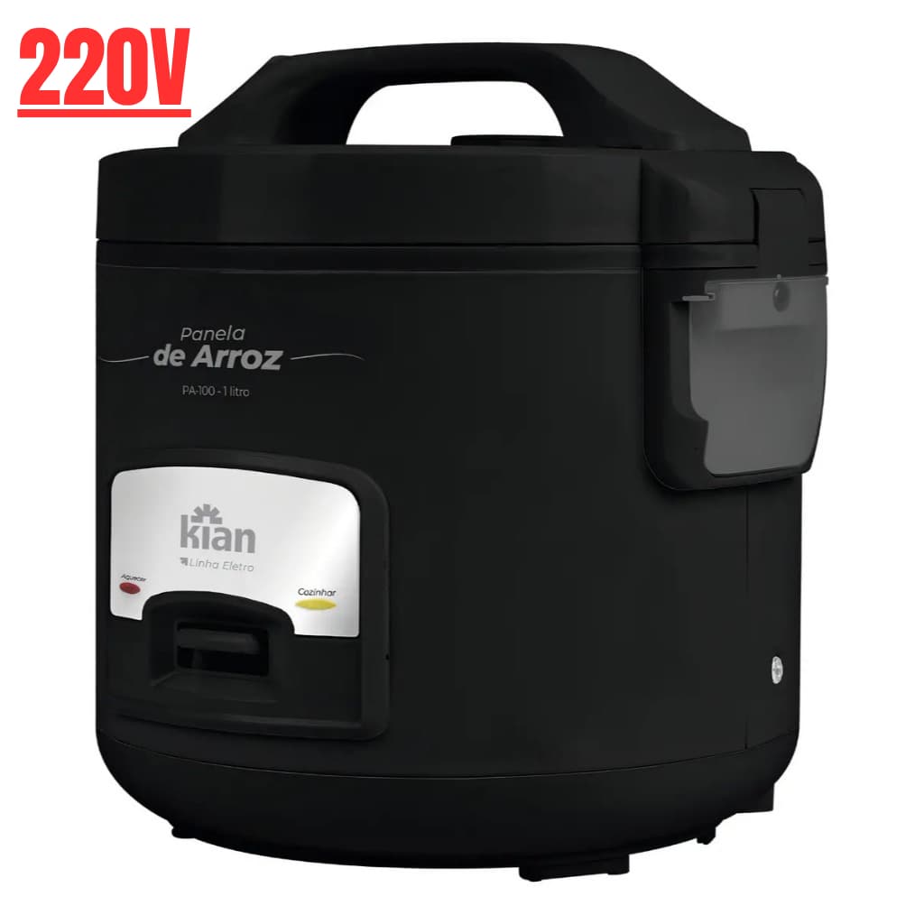 Panela Elétrica de Arroz 5 Xícaras Kian PA-100 – Preta, 220 V, Função Manter Aquecido