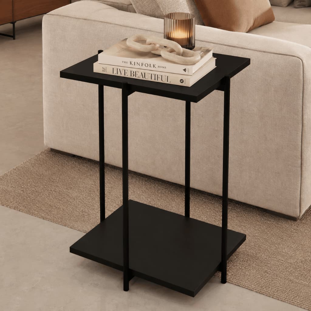 Mesa Quadrada Alta Dupla Articulada Estilo Industrial Sala Lateral Canto Apoio Decoração Dobrável Centro